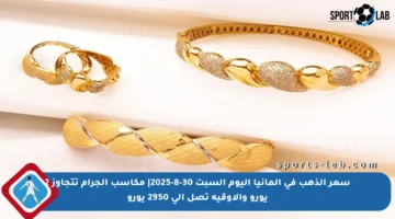 سعر الذهب في ألمانيا اليوم السبت 30-8-2025| مكاسب الجرام تتجاوز 2 يورو والأوقية تصل إلى 2950 يورو